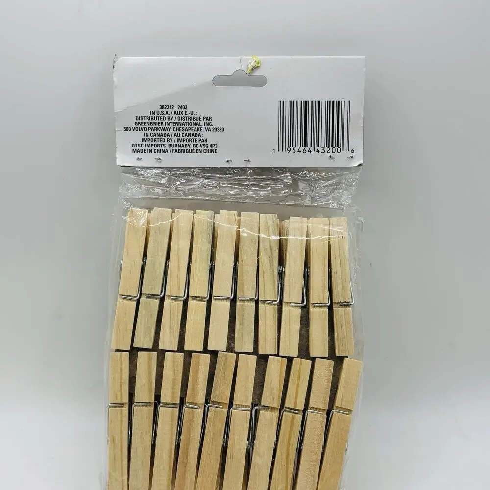 ESSENTIALS Wood Clothespins – 60 Count (Brand New in Package) 2.91 X 0.39. New!
